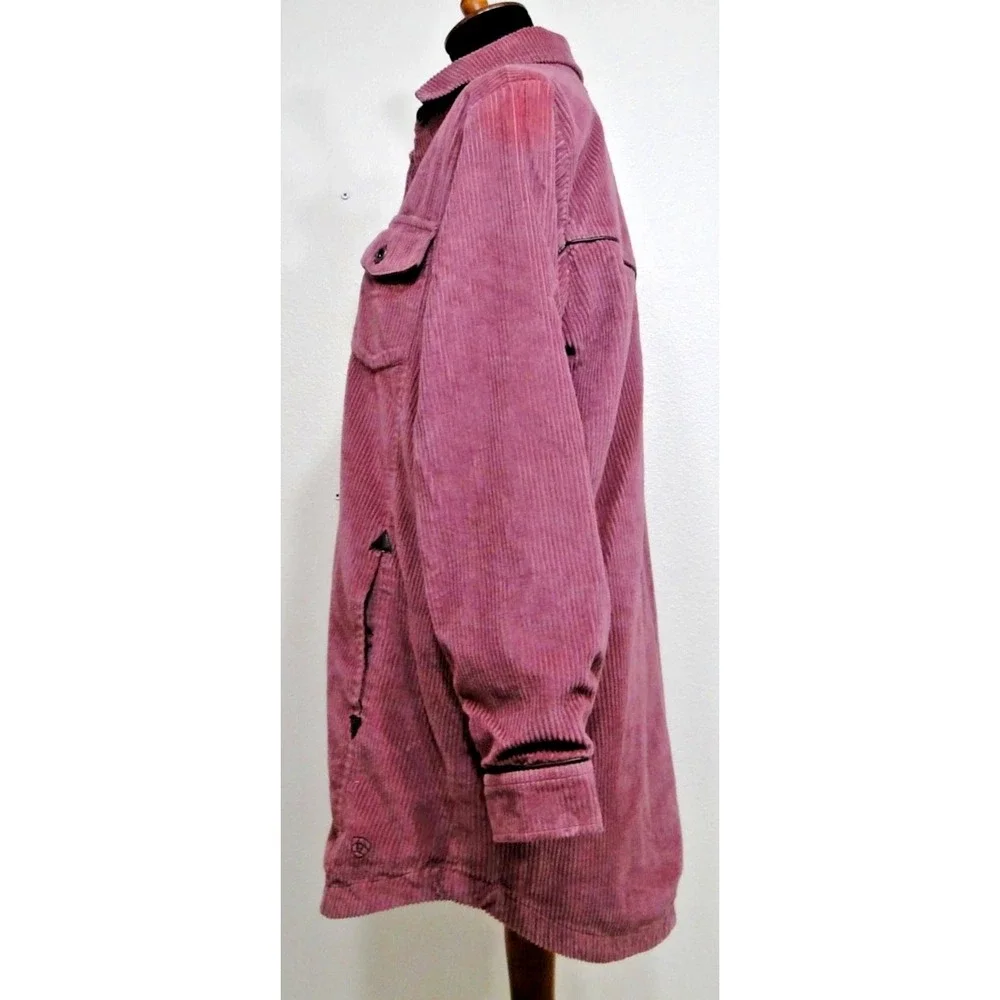 Ariat Women's On The Run Corduroy Shacket‎ Rose Pink Shirt Jacket Size M